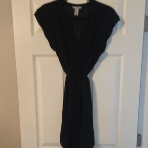 H&M Black V-Neck Midi Dress with Cap Sleeves